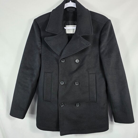 Men's Everlane Black Wool Cashmere Double Breasted Pea Coat Men's Size Medium - Picture 1 of 15